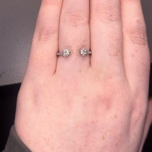 adjustable silver ring with gems